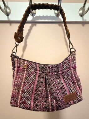 Nena & Co. Handwoven Guatemalan Shoulder Bag Braided Leather Artisan Boho